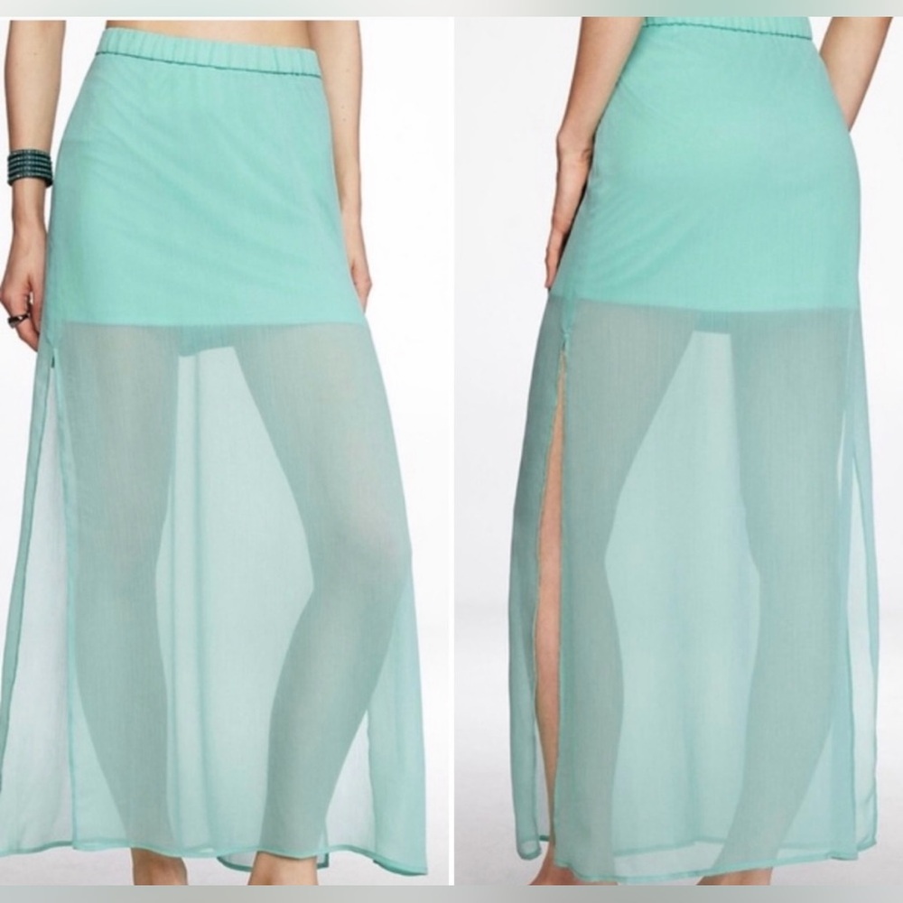 🌟 Express Mint Green Sheer Maxi Skirt🌟